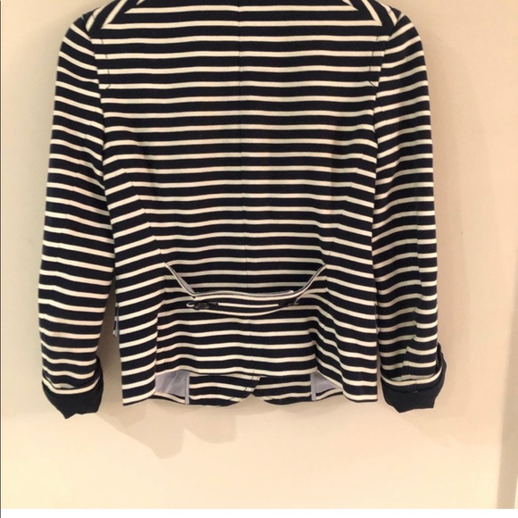 Tory Burch Kamila Blue Striped Double Knit Jacket - Picture 6 of 6